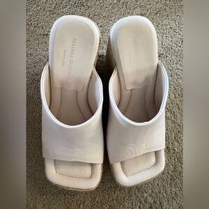 Paloma Barcelo Cream Square Toe Slide Mules EU size 36 US size 5.5-6